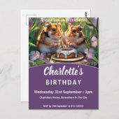 ハムスター誕生日パーティーの招待状 ポストカード (正面/裏面)