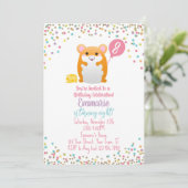 ハムスター誕生日パーティー招待紙吹雪グリッター 招待状 (スタンド正面)