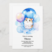 ハムスター誕生日招待状 招待状 (正面/裏面)