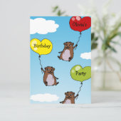 ハムスター風船、誕生日パーティパーソナライズされたー 招待状 (スタンド正面)