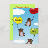 ハムスター風船、誕生日パーティパーソナライズされたー 招待状 (正面/裏面)