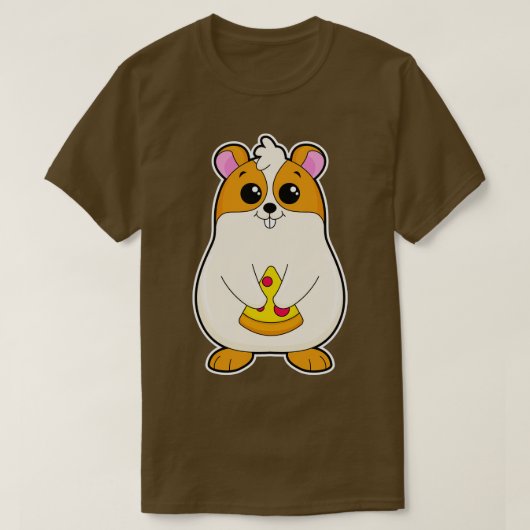 ハムスター食べアットピザ Tシャツ (デザイン正面)