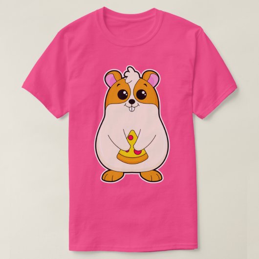 ハムスター食べアットピザ Tシャツ (デザイン正面)