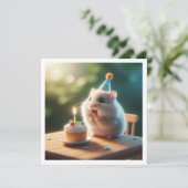 ハムスター食べ物のケーキの誕生日の招待状 招待状 (スタンド正面)