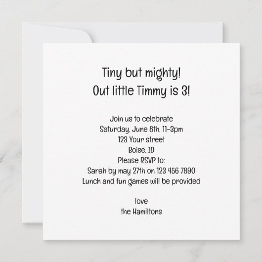 ハムスター食べ物のケーキの誕生日の招待状 招待状 (裏面)