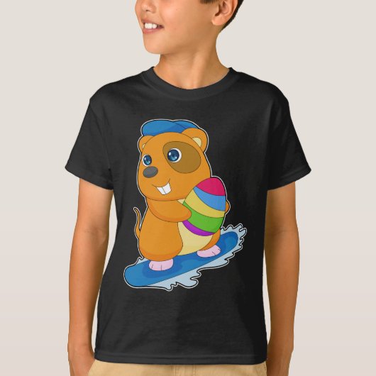 ハムスター イースター スノーボード Tシャツ (正面)