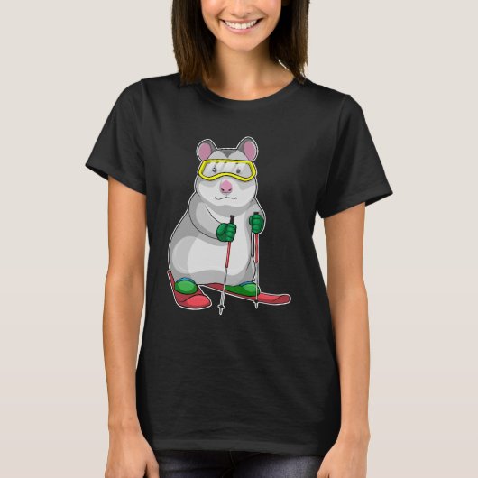 ハムスター スキーヤー スキー Tシャツ (正面)