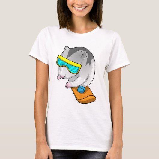 ハムスター スノーボーダー スノーボード Tシャツ (正面)