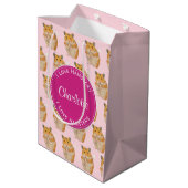 ハムスター·ピンク·ハムスター·パターンが大好き  ミディアムペーパーバッグ (裏面アングル)