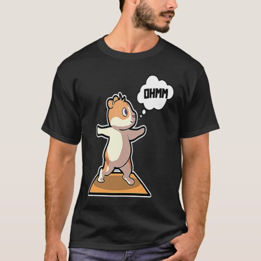 ハムスター ヨガ ポーズ スポーツ 体操 オーム ハートビート Tシャツ (正面)
