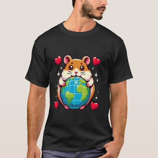 ハムスター 地球の日 抱擁 愛 オーナー 地球愛好家 キッズ Tシャツ (正面)