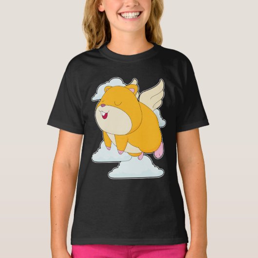 ハムスター 天使の羽 根雲 Tシャツ (正面)