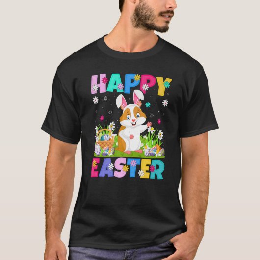 ハムスター 幸せなイースターバニー ハムスター イースターディ Tシャツ (正面)