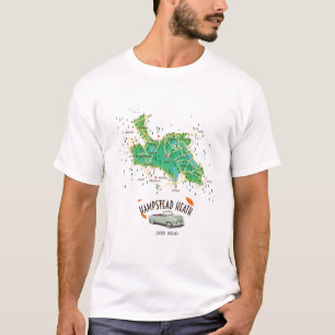 ハムステッドヒースロンドンイングランドの地図 Tシャツ