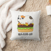ハムパーガー猫おもしろいハンバーガープリン クッション (ブランケット)