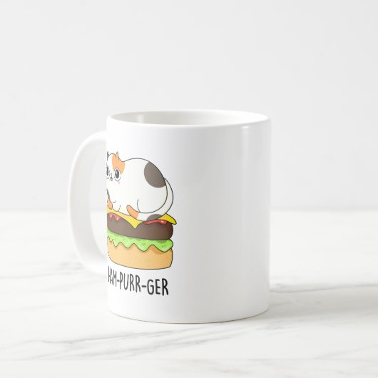 ハムパーガー猫おもしろいハンバーガープリン コーヒーマグカップ (正面左)