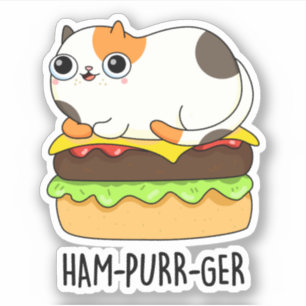ハムパーガー猫おもしろいハンバーガープリン シール