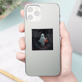 ハムフォレスに赤いランタンを掲げる白い幽霊 シール (スマートフォン)