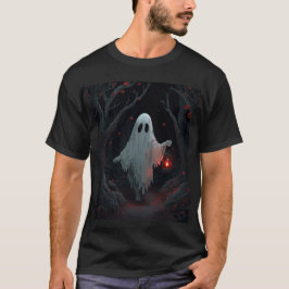 ハムフォレスの中にいる赤いランタンを掲げる白い幽霊 Tシャツ
