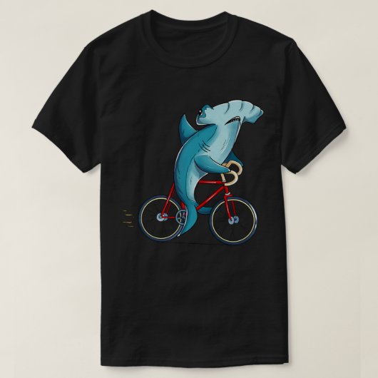 ハムヘッドシャーク自転車かわいいバイクもしくは自転車に乗る人プレゼント Tシャツ (デザイン正面)