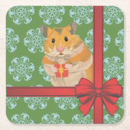 ハムミクリスマスハムスタークリスマス スクエアペーパーコースター