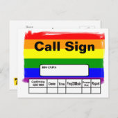 ハムラジオゲイプライド虹旗QSLカード ポストカード (正面/裏面)
