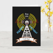 ハムラジオバイクもしくは自転車に乗る人スタイル誕生日カスタマイズカード! カード (黄色い花)