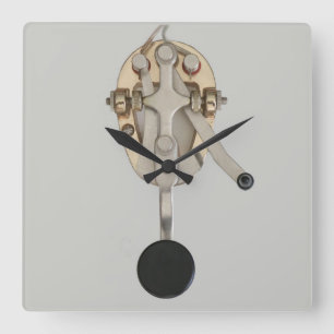 ハムラジオモースコードキーヤー壁時計 スクエア壁時計