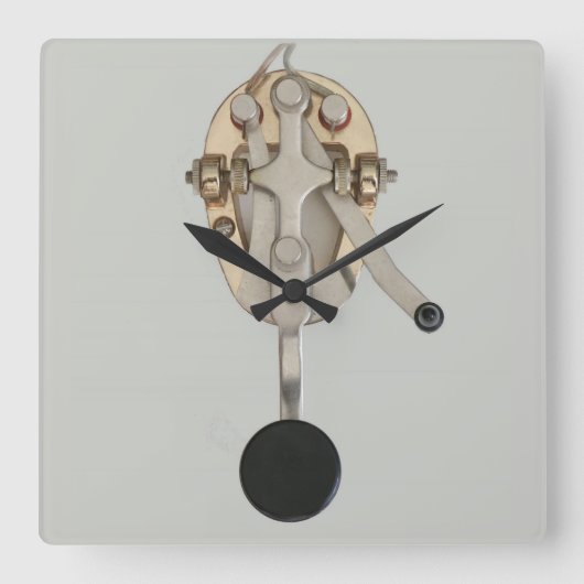 ハムラジオモースコードキーヤー壁時計 スクエア壁時計 (正面)