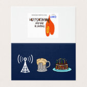 ハムラジオリピータ、ビール&ケーキ誕生日カード (外部フラット)