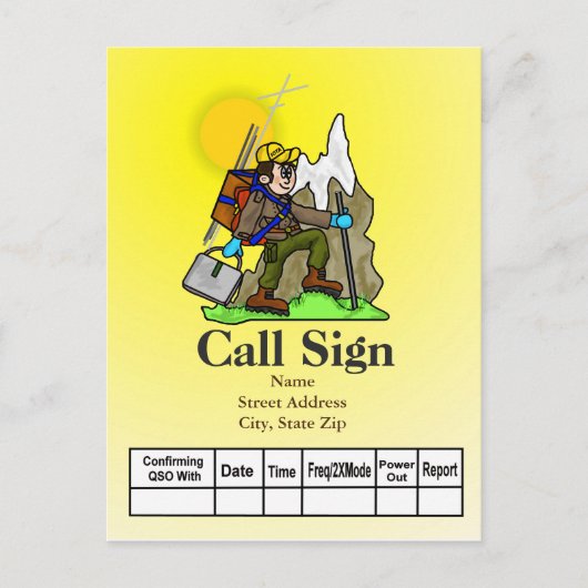 ハムラジオ山岳クライマーQSLカード ポストカード (正面)