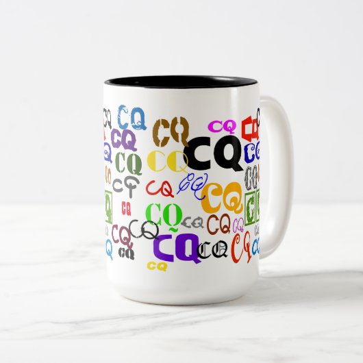 ハムラジオCQマグ ツートーンマグカップ (正面右)