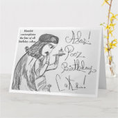 ハムレットがお誕生日ケーキの運命を思い起こす カード (黄色い花)