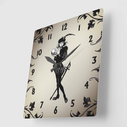 ハムレットザバードアンティーク金ゴールドブラックナンバーズ スクエア壁時計 (傾斜)