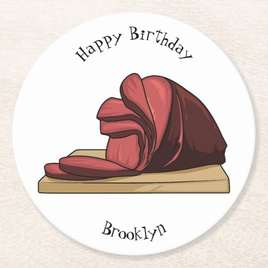 ハム漫画イラストレーション ラウンドペーパーコースター (正面)