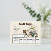 ハム熱狂する・シャックのQSLカーカスタマイズド! ポストカード (スタンド正面)