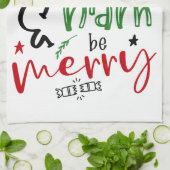 ハム食べと明るいクメリーリスマスおもしろいト キッチンタオル (折り畳み)