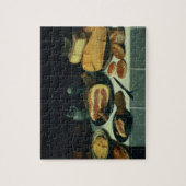 ハム(パネルの油)が付いている静物画 ジグソーパズル (縦)