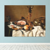 ハム、本、観賞用の容器を持つ静かな生活 キャンバスプリント (インサイチュ (ウッドフロア))