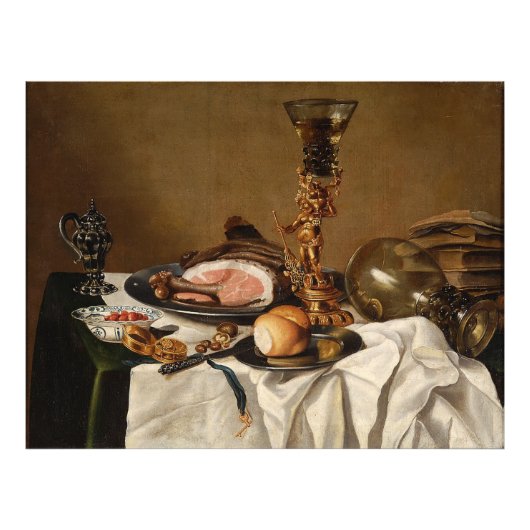 ハム、本、観賞用の容器を持つ静かな生活 フォトプリント (正面)