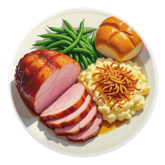 ハム、豆、ポテトのディナー セラミックノブ (正面)