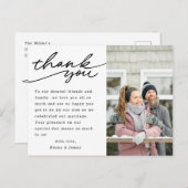 ハモダンンドレタリング結婚の写真ありがとう ポストカード (正面/裏面)