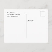 ハモダンンドレタリング結婚の写真ありがとう ポストカード (裏面)