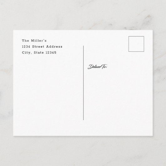 ハモダンンドレタリング結婚の写真ありがとう ポストカード (裏面)