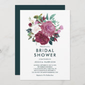 ハモダンンド色彩の鮮やかフローラブーケブライダルシャワー 招待状 (正面/裏面)