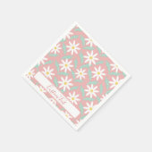 ハモミсルピンクティール(緑がかった色)花葉のパーソナライズ スタンダードカクテルナプキン (角)