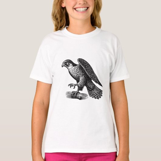ハヤブサのガールズTシャツ Tシャツ (正面)