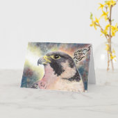 ハヤブサの挨拶状 カード (黄色い花)