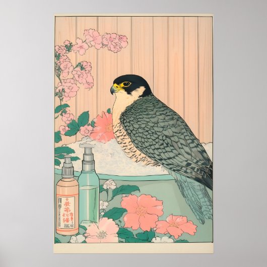 ハヤブサアートプリント 浮世絵風日本画 ポスター (正面)