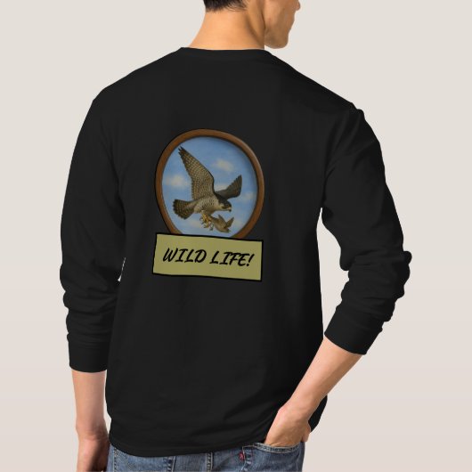ハヤブサ ブラック 長袖Tシャツ Tシャツ (裏面)